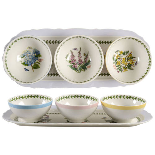 Botanic Garden Terrace 16" Sandwich Tray and 3 Dip Bowl Set