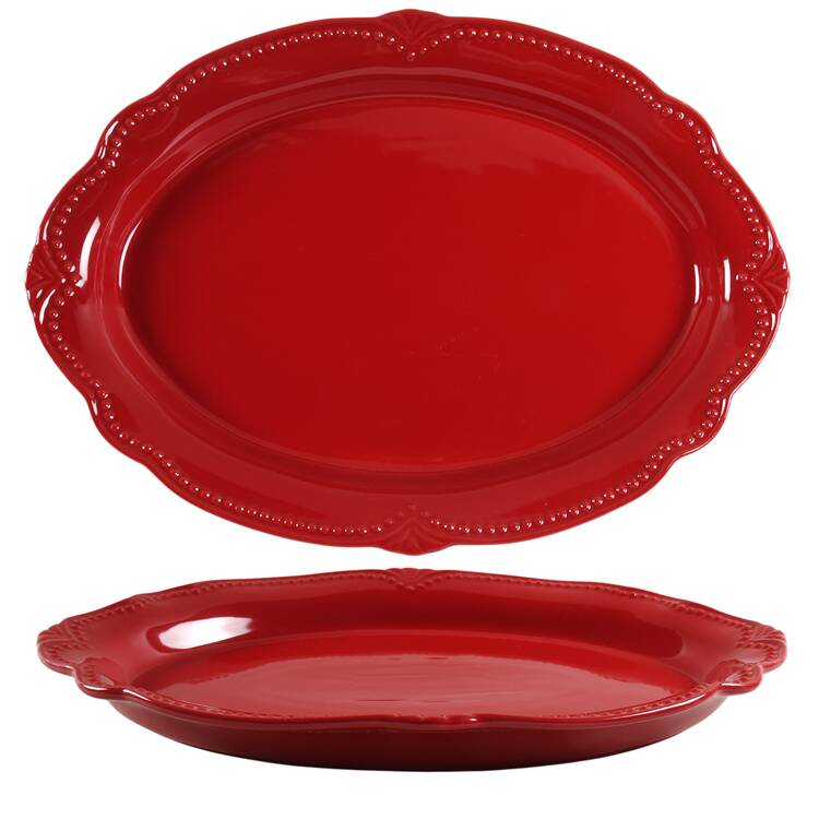 Pavillion Berry Red 18" Oval Serving Platter