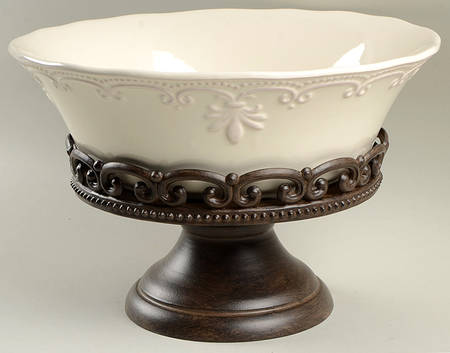 Abigail 11" Salad Serving Bowl & Metal Stand