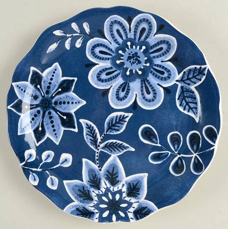 Indigo Floral Salad Plate