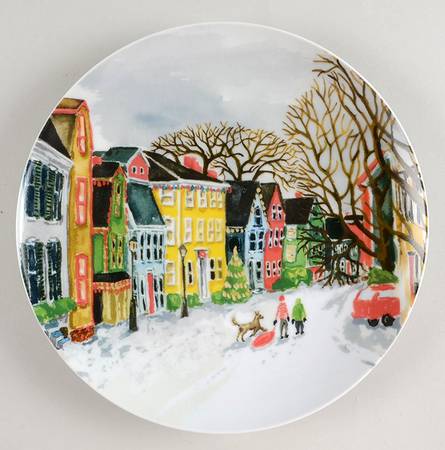 Winter Village Salad/Dessert Plate