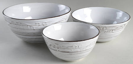 Trellis White (3 Pc) Rd Serving Bowl Set (Large, Medium & Small) by Pfaltzgraff