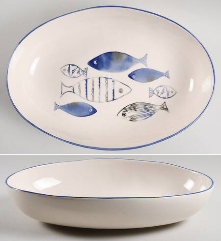 Fish 14" Large Oval Salad Serving Bowl