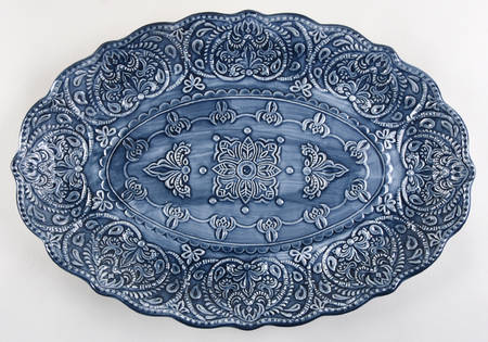 Chateau Clair Indigo 16" Oval Serving Platter