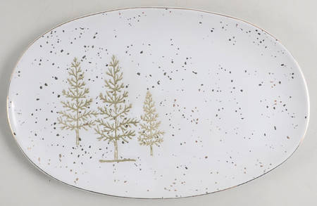 Gold Pine Tree 12" Oval Serving Platter by Potter's Studio