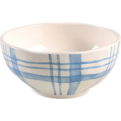Blue Plaid Soup/Cereal Bowl