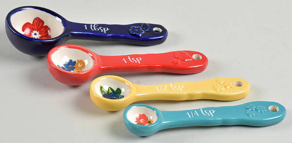 Dazzling Dahlias (4 Pc) Ceramic Measuring Spoon Set