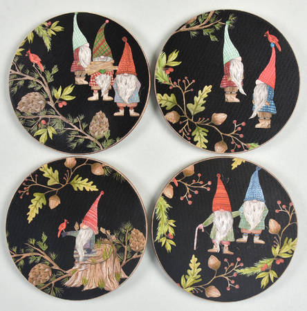 Forest Gnome Corkback Coaster - Set of 4 Motifs