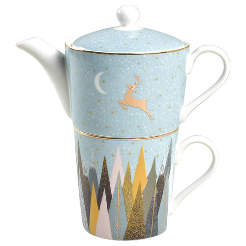 Frosted Pines Individual Teapot & Lid with Cup