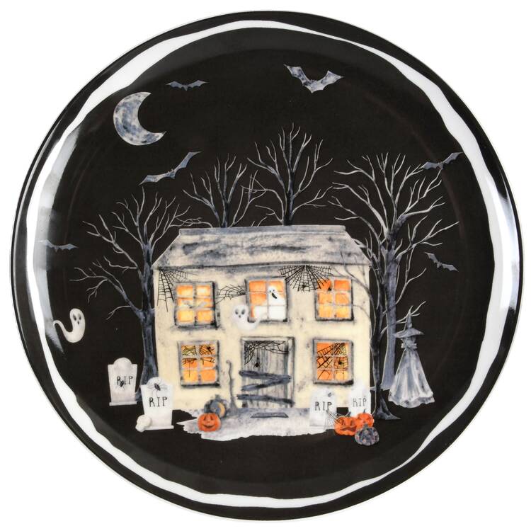 Midnight Haunted House Dinner Plate by Potter's Studio