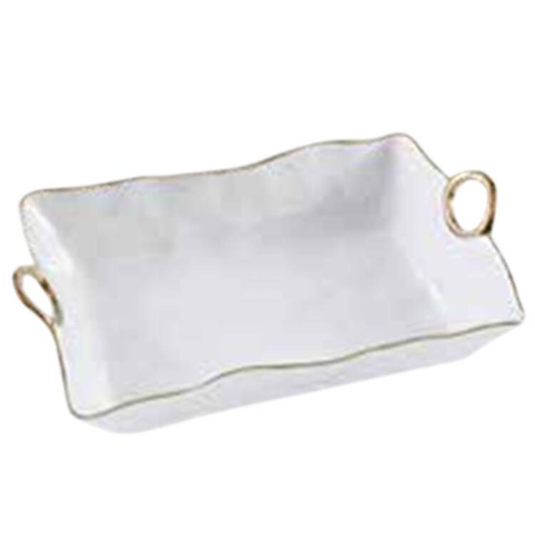 Golden Handles Handled Rectangular Vegetable Bowl