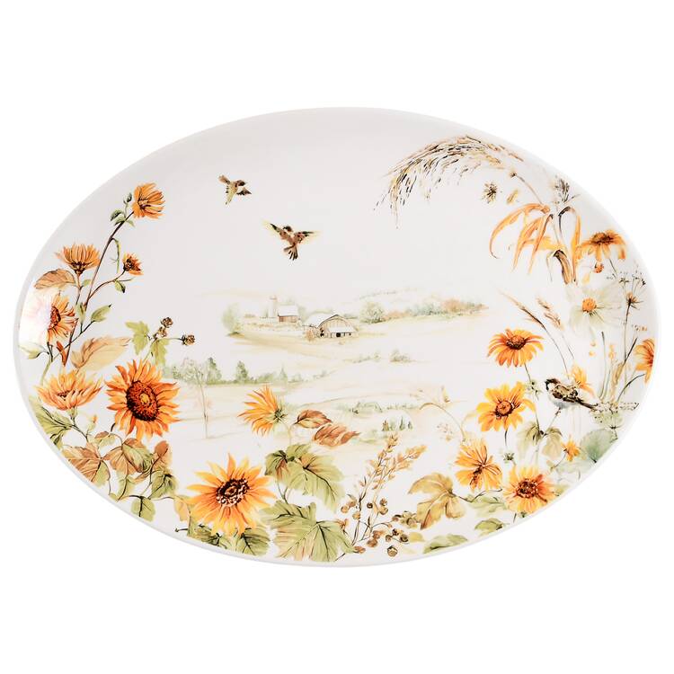 Autumn Village 16" Oval Serving Platter by Potter's Studio