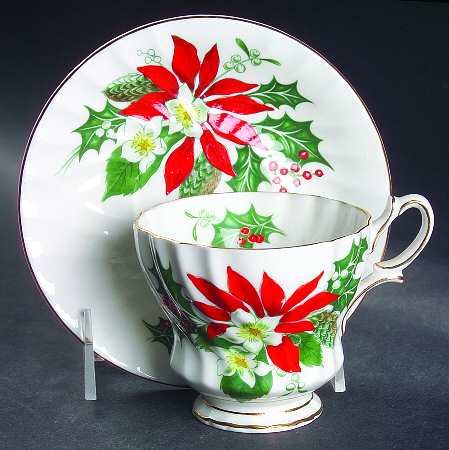 Noel (Gold Trim) Footed Cup & Saucer Set