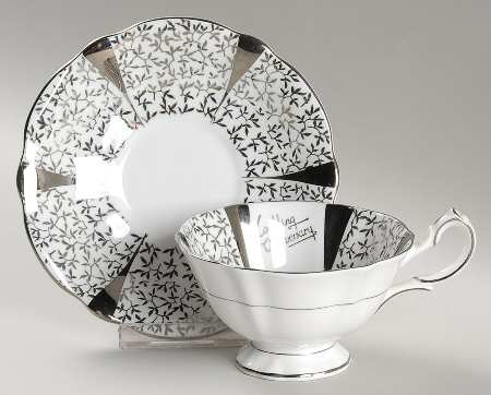 Silver Lace Footed Cup & Saucer Set
