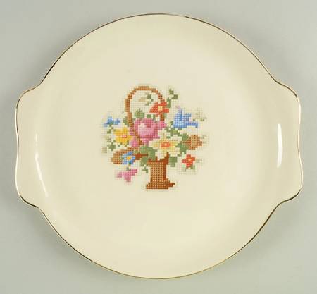 Petit Point Handled Cake Plate