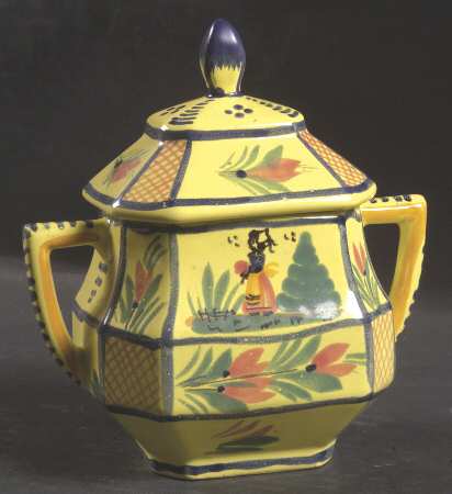 Soleil Yellow (Octagonal, Lady) Sugar Bowl & Lid