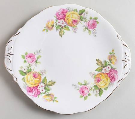 Manor Roses Handled Cake Plate