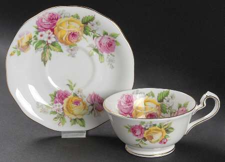 Manor Roses Footed Cup & Saucer Set
