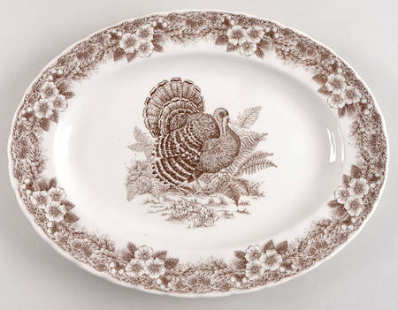 Thanksgiving Brown 13" Oval Serving Platter