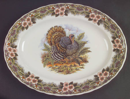 Thanksgiving Multicolor 13" Oval Serving Platter by Queen's