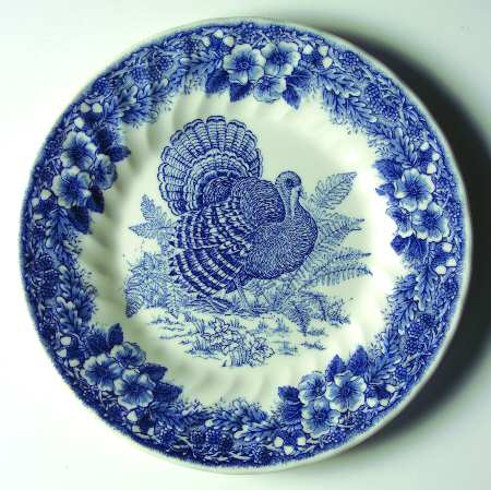 Thanksgiving Blue Salad Plate