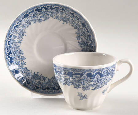 Seasons Greetings Blue Flat Cup & Saucer Set