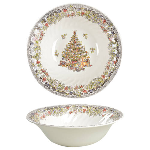Seasons Greetings Multicolored 9" Round Vegetable Bowl