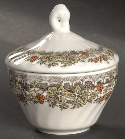 Seasons Greetings Multicolored Sugar Bowl & Lid