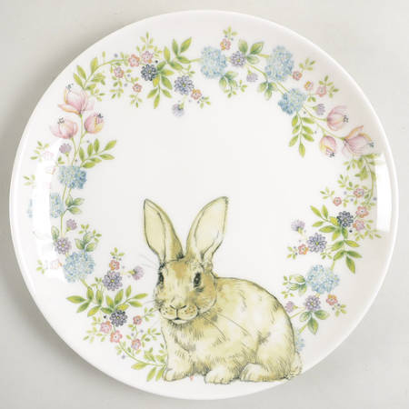 Rabbits Wreath Salad Plate by Queen's