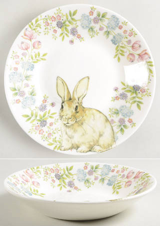 Rabbits Wreath Coupe Soup Bowl