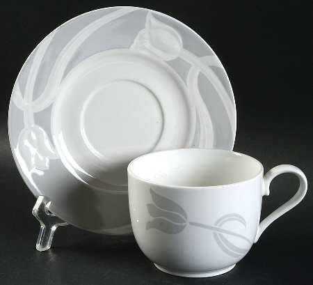 Tivoli Gray Flat Cup & Saucer Set