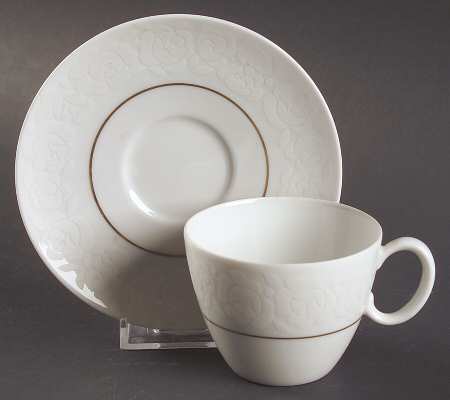 Alencon Flat Demitasse Cup & Saucer Set