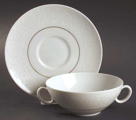 Alencon Flat Cream Soup Bowl & Saucer Set