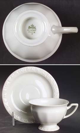 Maria White (12 Sided) Footed Cup & Saucer Set