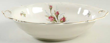 Moss Rose (Pompadour, Ivory Body, Off Center) 9" Round Vegetable Bowl