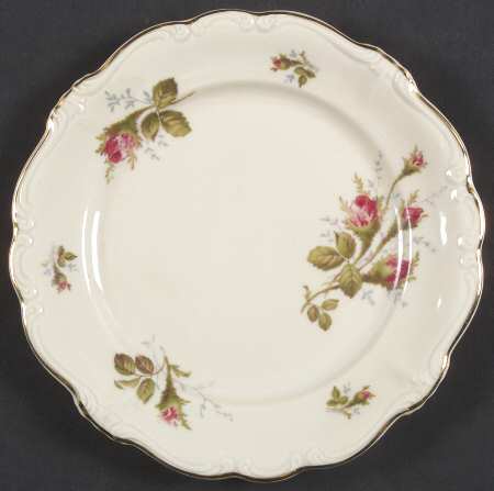 Moss Rose (Pompadour, Ivory Body, Off Center) Dessert/Pie Plate