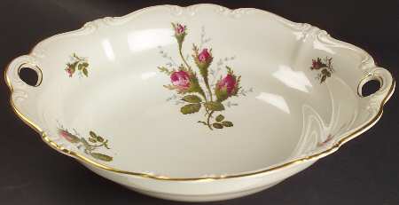 Moss Rose (Pompadour, Ivory Body, Off Center) 11" Round Vegetable Bowl