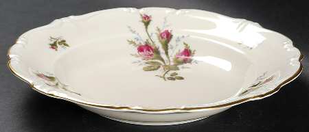 Moss Rose (Pompadour, Ivory Body, Off Center) Rim Soup Bowl