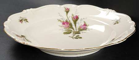 Moss Rose (Pompadour, Ivory Body, Off Center) Large Rim Soup Bowl