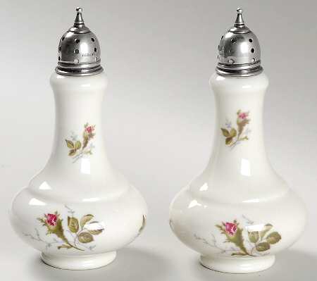 Moss Rose (Pompadour, Ivory Body, Off Center) Salt & Pepper Set