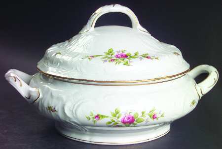 Sanssouci Rose White (Gold Trim) Round Covered Vegetable