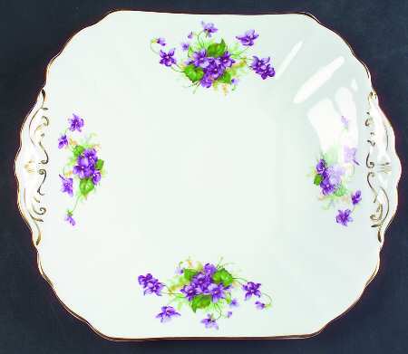 Violet (Scalloped) Square Handled Cake Plate
