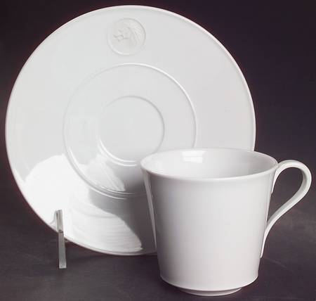 Arcadia Cream--White Flat Cup & Saucer Set