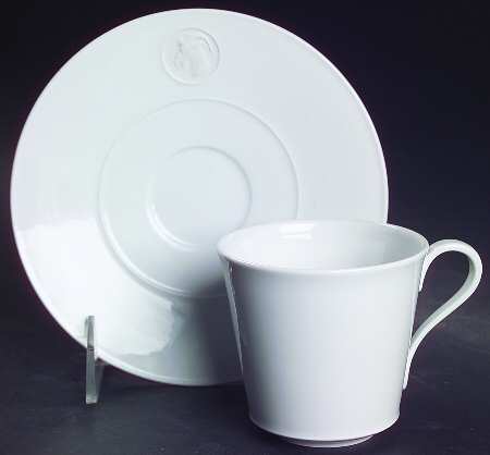 Arcadia Cream--White Flat Cup & Saucer Set