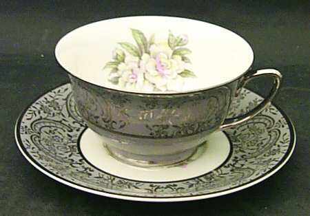 Silver Gardenia Footed Cup & Saucer Set