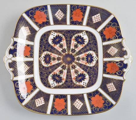 Old Imari Square Handled Cake Plate by Royal Crown Derby