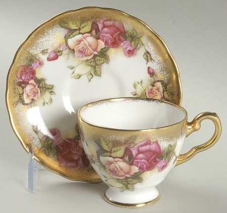 Golden Rose (Brushed Gold) Footed Cup & Saucer Set