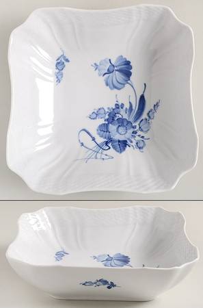 Blue Flowers (Curved) 8" Square Vegetable Bowl by Royal Copenhagen