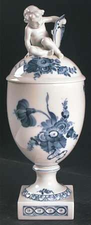 Blue Flowers (Curved) Large Covered Vase by Royal Copenhagen