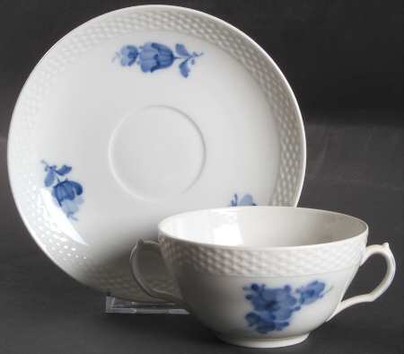 Blue Flowers Braided Flat Bouillon Cup & Saucer